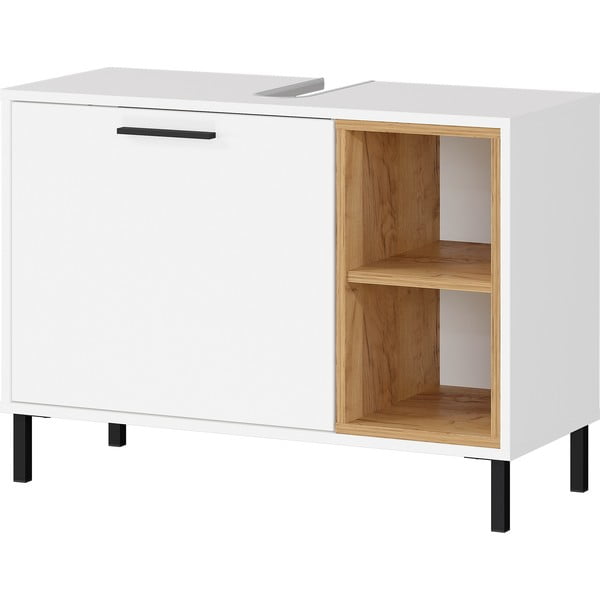 Bílá nízká skříňka pod umyvadlo v dekoru dubu 80x57 cm Loria - Germania-image-1