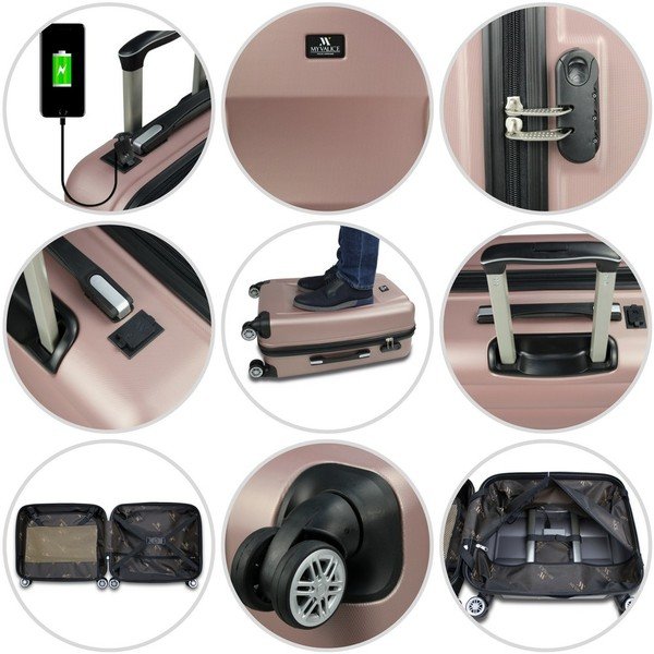 Cestovní kufr na kolečkách s USB portem ve zlaté barvě My Valice COLORS LASSO Cabin Suitcase-image-4