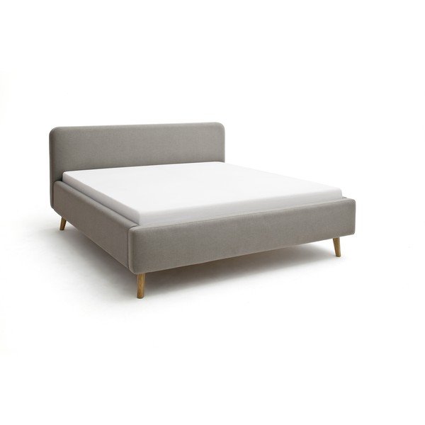 Taupe čalouněná dvoulůžková postel s úložným prostorem s roštem 180x200 cm Mattis – Meise Möbel