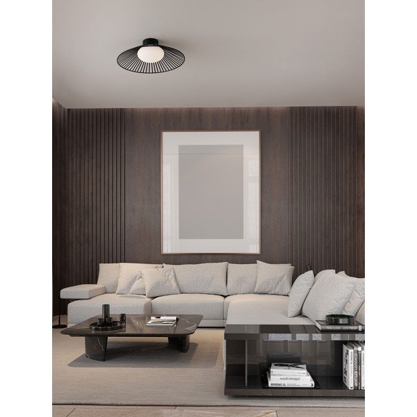 Matně černé kovové LED stropní svítidlo se skleněným stínidlem Brume – Nova Luce-image-1