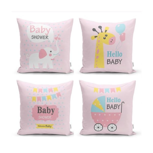 Sada 4 dekorativních povlaků na polštáře Minimalist Cushion Covers Baby Girl, 45 x 45 cm