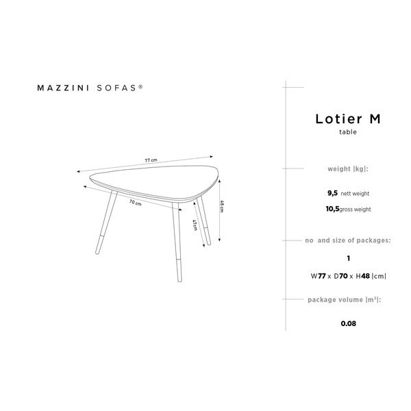 Odkládací stolek z borovicového dřeva Mazzini Sofas Lotier Triangle-image-1
