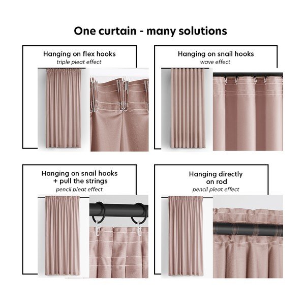 Světle růžový sametový dimout závěs 265x175 cm Velto – Filumi-image-3