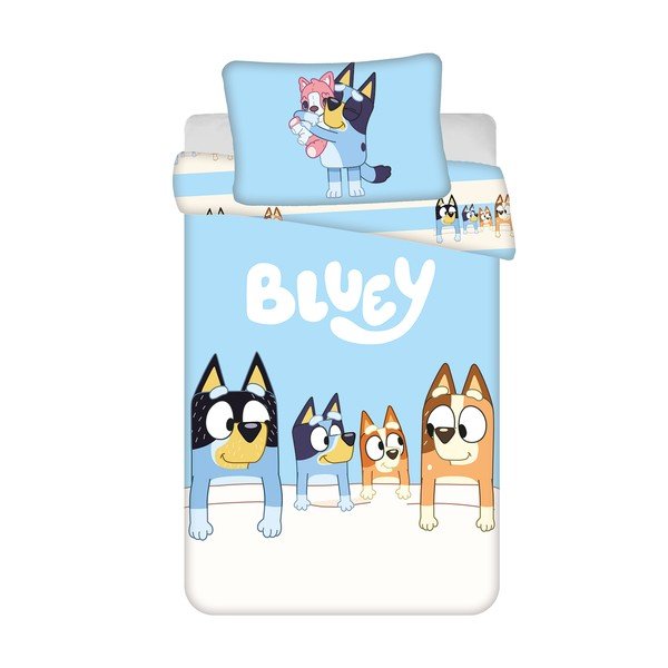 Modré bavlněné dětské povlečení do postýlky 100x135 cm Bluey – Jerry Fabrics