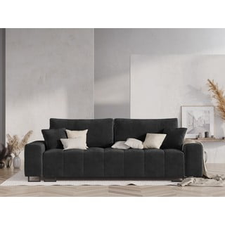 Tmavě šedá sametová rozkládací pohovka s úložným prostorem  250 cm Wicklow – Cosmopolitan Design