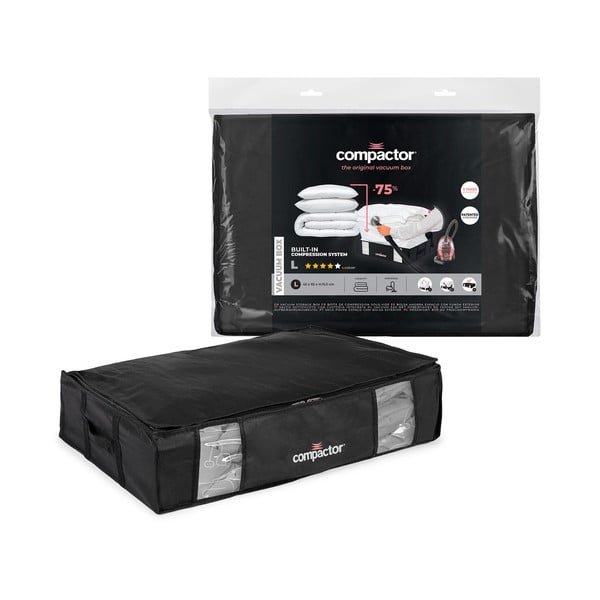 Černý úložný box na oblečení pod postel Compactor XXL Black Edition 3D, 145 l