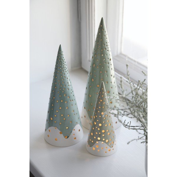 Tyrkysový vánoční svícen z kostního porcelánu Kähler Design Nobili, výška 25,5 cm-image-1