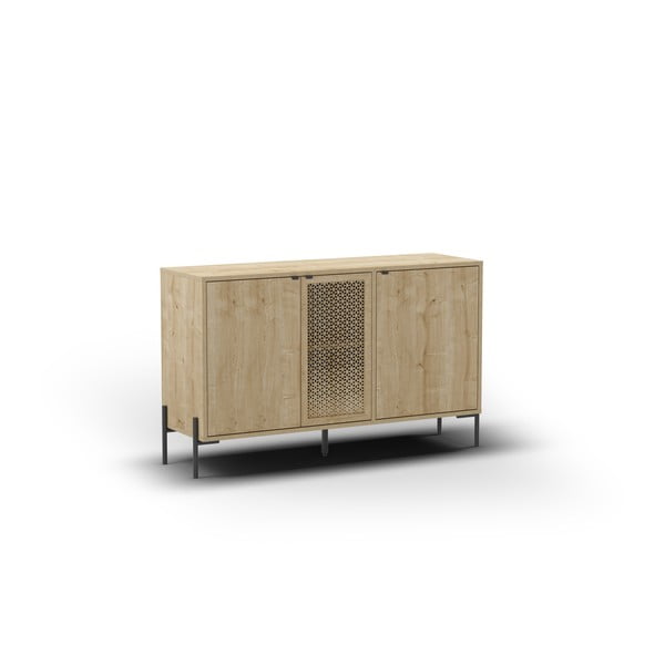 Nízká komoda v dekoru dubu v přírodní barvě 120x80 cm Inca – Marckeric-image-2