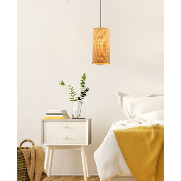 Béžové závěsné svítidlo s ratanovým stínidlem ø 12 cm Fleri – Candellux Lighting-image-1