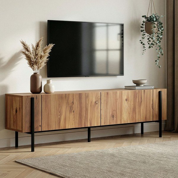 TV stolek v dekoru borovice v přírodní barvě 180x45x30 cm Nexus – Kalune Design-image-2