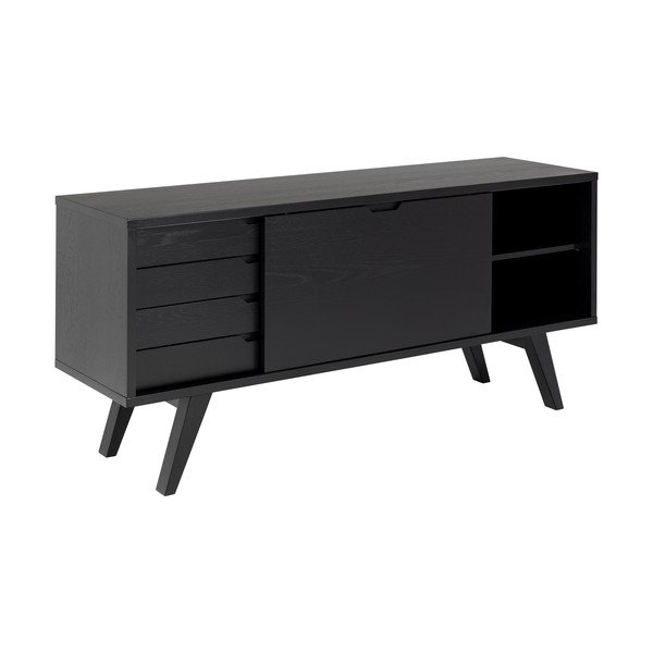 Černá nízká komoda v dekoru dubu s posuvnými dveřmi 160x72 cm A-Line – Actona-image-4