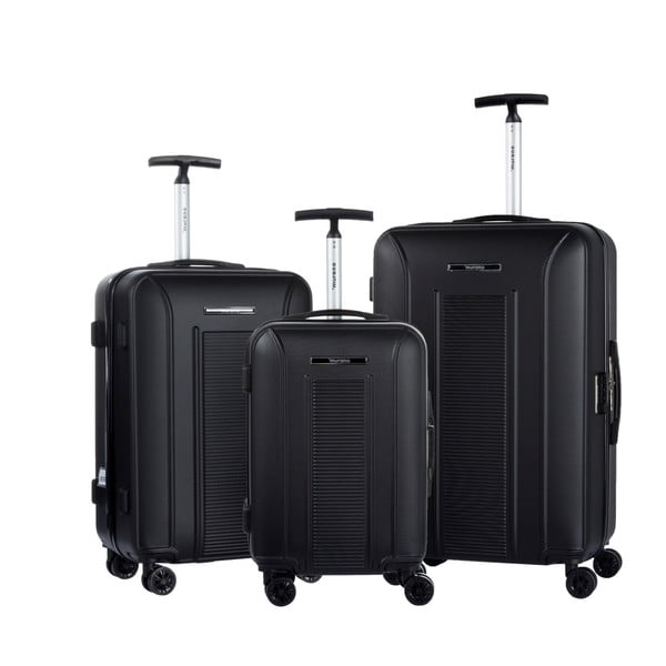 Sada 3 černých cestovních kufrů na kolečkách Murano Africa