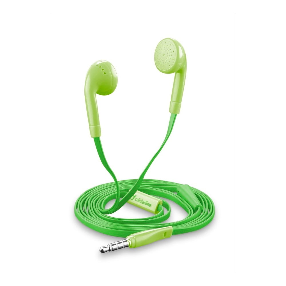 Zelená sluchátka Style&Color Cellularline Butterfly, plochý kabel, 3,5 mm jack