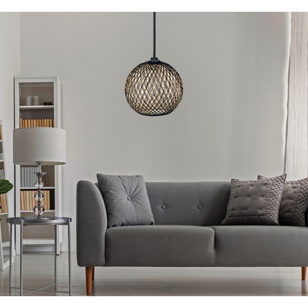 Závěsné svítidlo v černé a tmavě hnědé barvě se stínidlem z juty ø 24 cm – Opviq lights-image-2