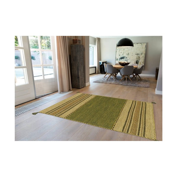 Zelený ručně vyráběný bavlněný koberec Arte Espina Navarro 2916, 160 x 230 cm