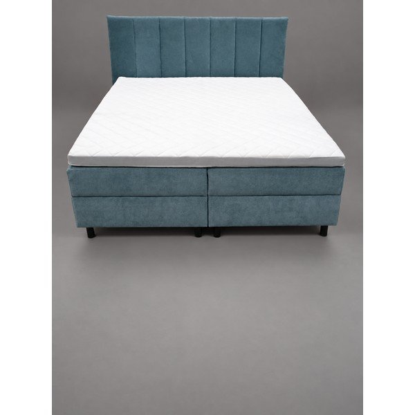 Modrá čalouněná dvoulůžková postel s úložným prostorem s matrací/s topperem 180x200 cm Elva Bold Line - II. jakost – Bonami Selection-image-3