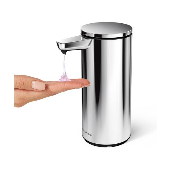 Bezdotykový ocelový dávkovač mýdla v leskle stříbrné barvě 266 ml – simplehuman-image-3