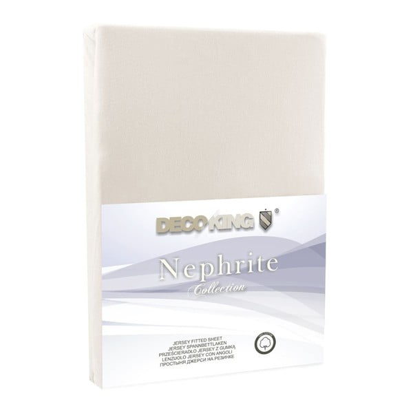 Béžové elastické prostěradlo DecoKing Nephrite, 140/160 x 200 cm-image-1