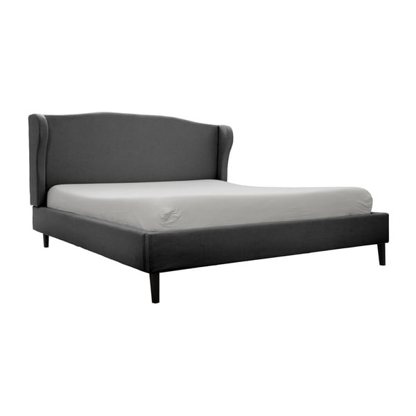 Tmavě šedá postel s černými nohami Vivonita Windsor, 180 x 200 cm