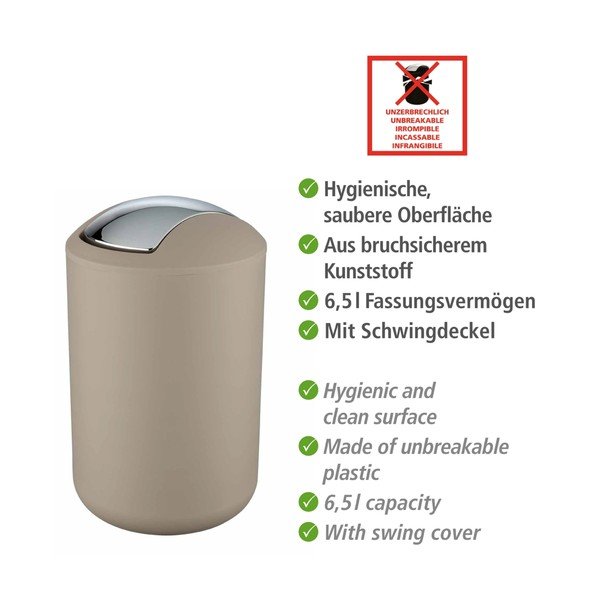Taupe plastový odpadkový koš 6,5 l Brasil – Wenko-image-3