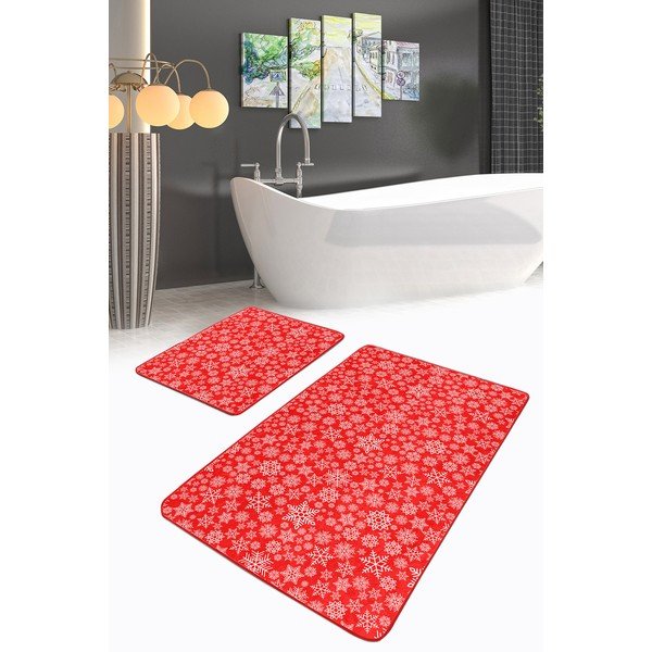 Červené koupelnové předložky v sadě 2 ks 60x100 cm – Mila Home-image-2