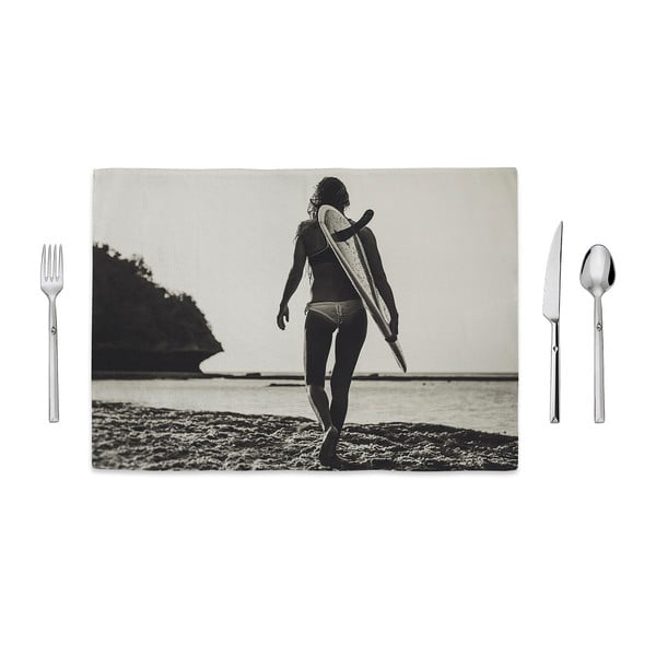 Černobílé prostírání Home de Bleu Tropical Surf, 35 x 49 cm