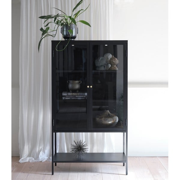 Černá kovová vitrína 90x160 cm Carmel – Unique Furniture-image-3