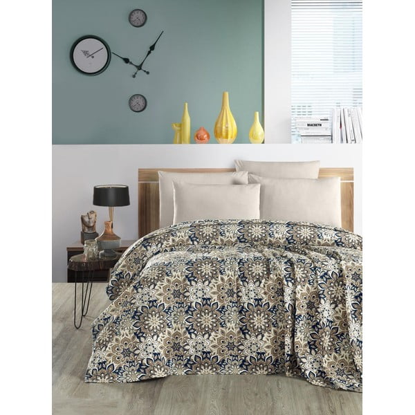 Hnědý bavlněný přehoz 200x230 cm Pique – Mila Home