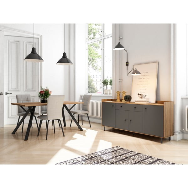 Šedá nízká komoda v dekoru ořechu 180x84 cm Malta - Marckeric-image-1