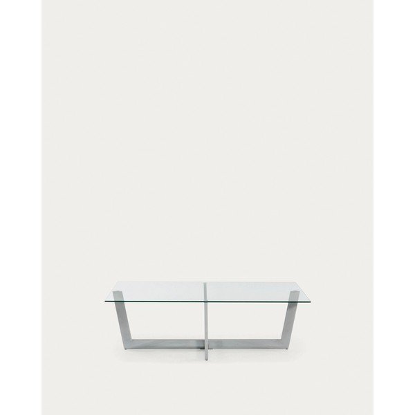 Konferenční stolek se skleněnou deskou ve stříbrné barvě 70x120 cm Plam – Kave Home-image-1