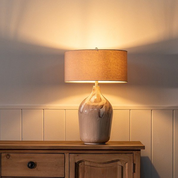 Béžová stolní lampa s textilním stínidlem (výška 66 cm) – Ixia-image-1