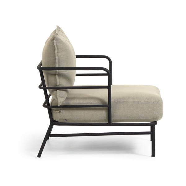 Béžové zahradní křeslo s kovovou konstrukcí Kave Home Mareluz-image-2