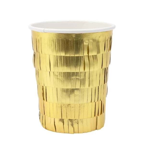 Papírové jednorázové kelímky v sadě  8 ks Gold Fringe Party – Meri Meri