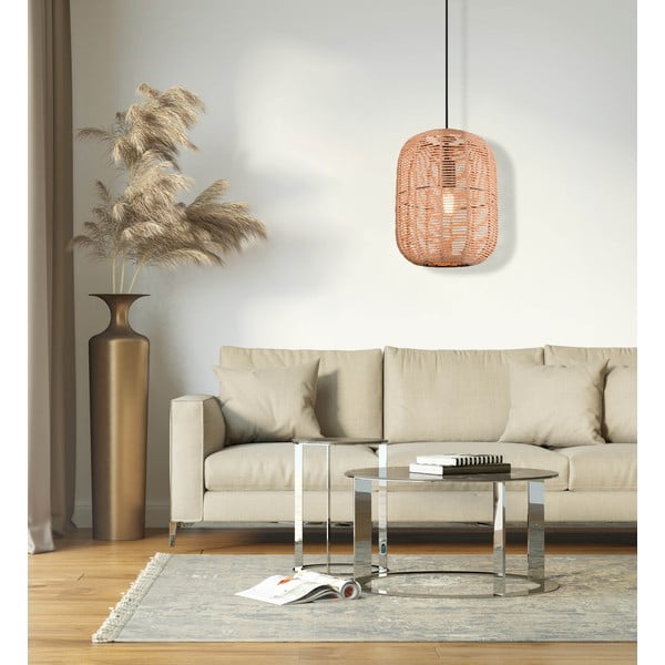 Světle hnědé závěsné svítidlo s textilním stínidlem ø 35 cm Runa – Trio-image-3