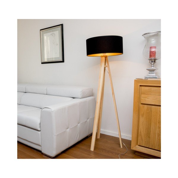 Stojací lampa s černým stínítkem a transparentním kabelem Ragaba Wanda-image-3