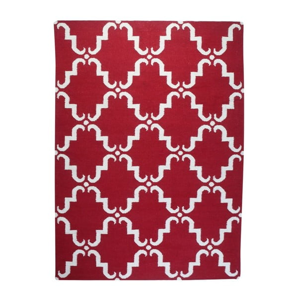 Vlněný koberec Geometry Home Red & White, 160x230 cm