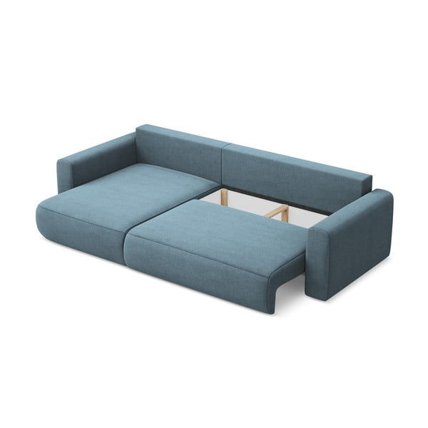 Světle modrá rozkládací/s úložným prostorem rohová pohovka (levý roh/s lenoškou) Kapua – Makamii-image-3