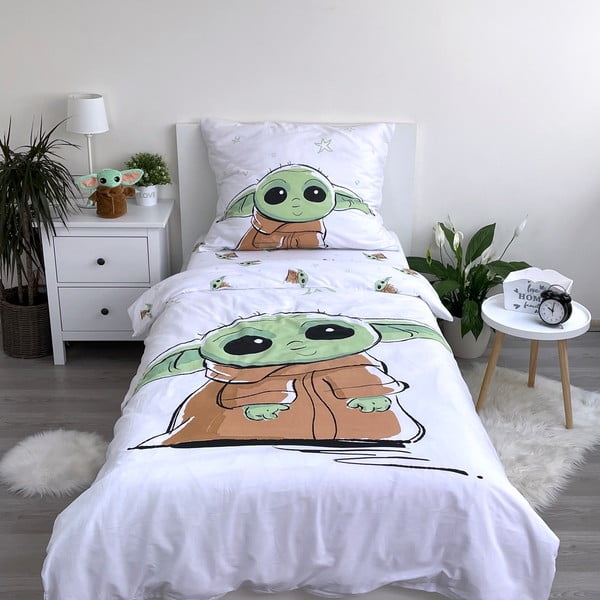 Bavlněné dětské povlečení na jednolůžko 140x200 cm Star Wars Baby Yoda – Jerry Fabrics-image-1
