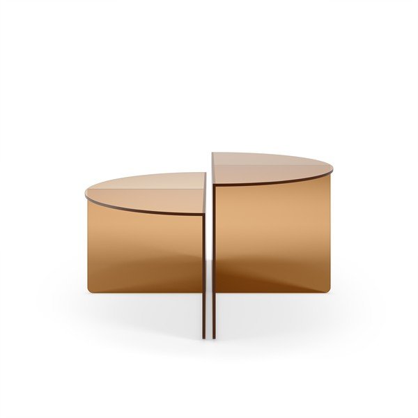 Hnědé skleněné kulaté konferenční stolky v sadě 2 ks ø 80 cm Velta – MOME-image-3