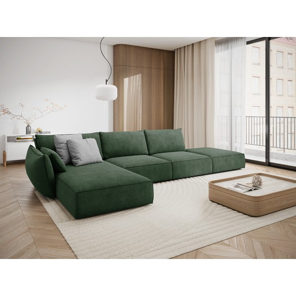 Tmavě zelená rohová pohovka (levý roh) Vanda – Mazzini Sofas-image-1