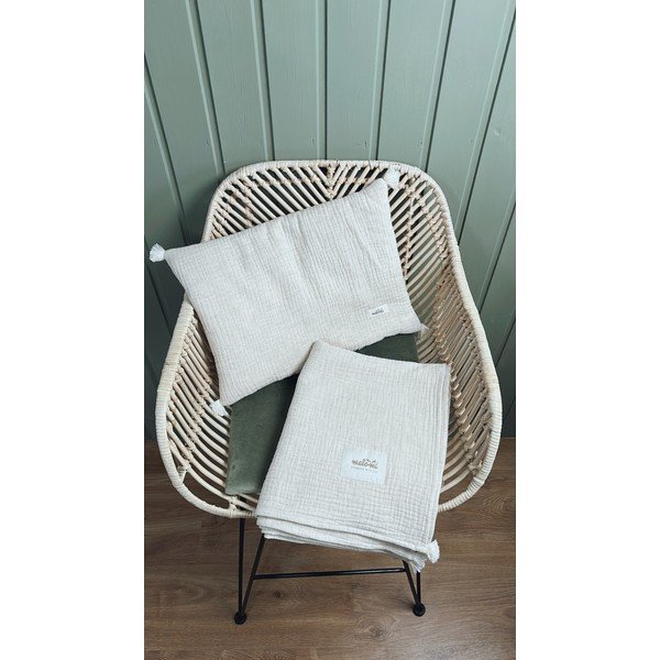 Krémová mušelínová dětská deka a polštář v sadě 100x130 cm Muslin Linen – Malomi Kids-image-4