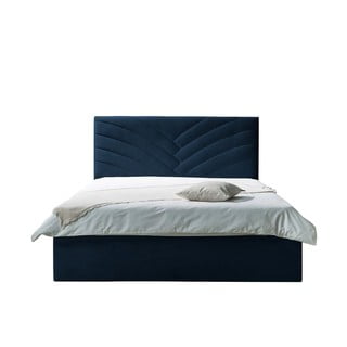 Tmavě modrá čalouněná dvoulůžková postel s úložným prostorem s roštem 160x200 cm Palmyre - Bobochic Paris