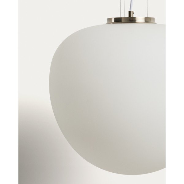 Bílé závěsné svítidlo se skleněným stínidlem ø 40 cm Ardali – Kave Home-image-3