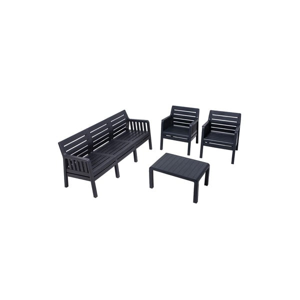 Antracitový zahradní lounge set pro 5 Lara – Floriane Garden