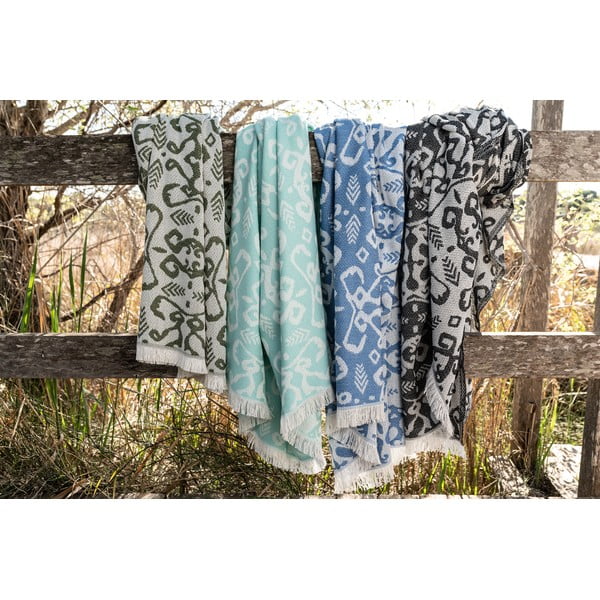 Tmavě zelený pléd s podílem bavlny Euromant Summer Linen, 140 x 180 cm-image-4