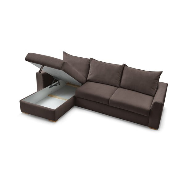 Hnědá manšestrová rozkládací rohová pohovka (variabilní) Augustin – Bobochic Paris-image-4