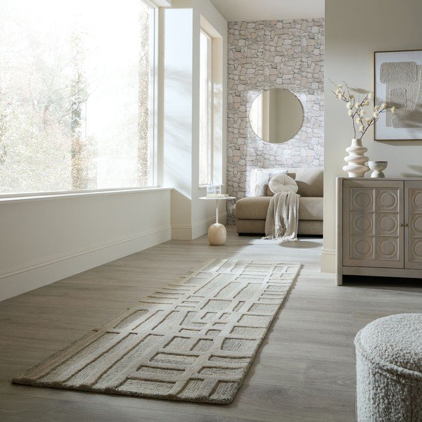 Šedobéžový ručně tkaný vlněný běhoun 80x300 cm Elva  – Flair Rugs-image-1