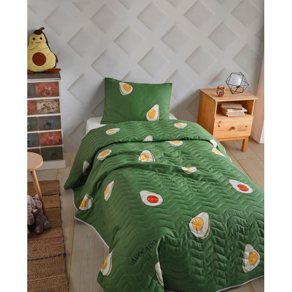 Dětský přehoz přes postel s povlakem na polštář Mijolnir Avocado, 160 x 220 cm