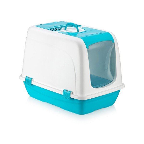 Bílo-modrý kočičí záchod Petpetite