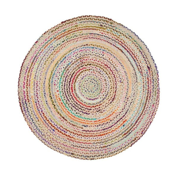 Barevný bavlněný kruhový koberec Eco Rugs, Ø 150 cm